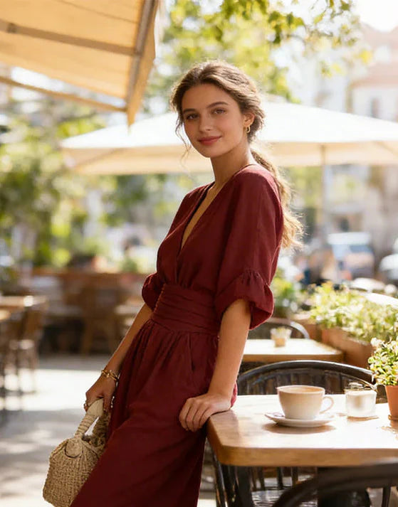 Women's Crossover Jumpsuit - Wide Leg Elegant